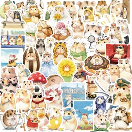 Cute Hamster Stickers 50Pcs Funny Cartoon Hello Hamster Pets Animals Vinyl Sticker for Laptops Kids Boys Girls Decorative Phone Guitar Helmet Scrapbook Graffiti Label Decals