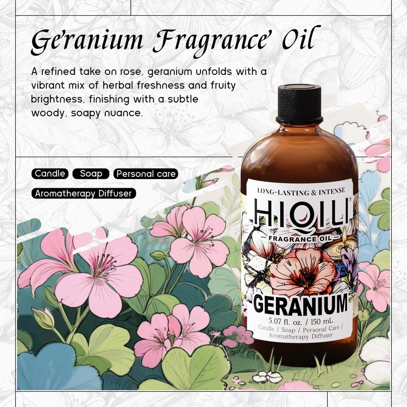 HIQILI HIQILI Geranium Fragrance Oil for Home Diffuser, Relaxation, Essential