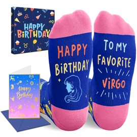 HAPPYPOP Virgo Zodiac Gifts - Birthday Astrology Constellation Horoscope Socks, Galaxy Virgo Socks Teens with Card
