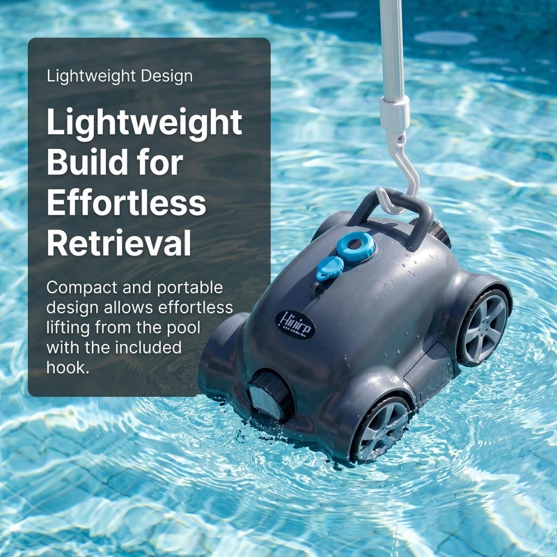 Hinice Cordless Robotic Pool Cleaner,Automatic Pool Vacuum Robot for In-Ground/Above