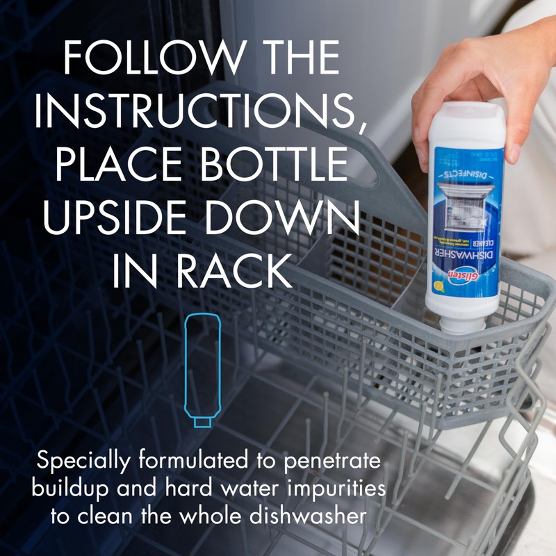 Glisten Dishwasher Cleaner, Removes Limescale, Rust, Grease & Build-Up, Disinfects,