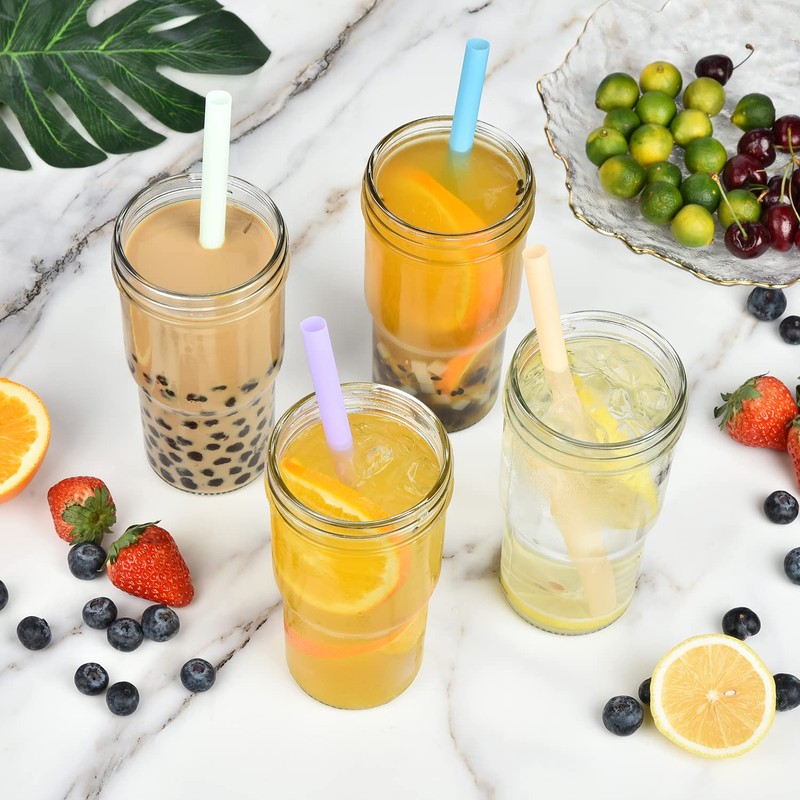 ALINK Jumbo Plastic Boba Straws, 1/2" Extra Wide Disposable Smoothie
