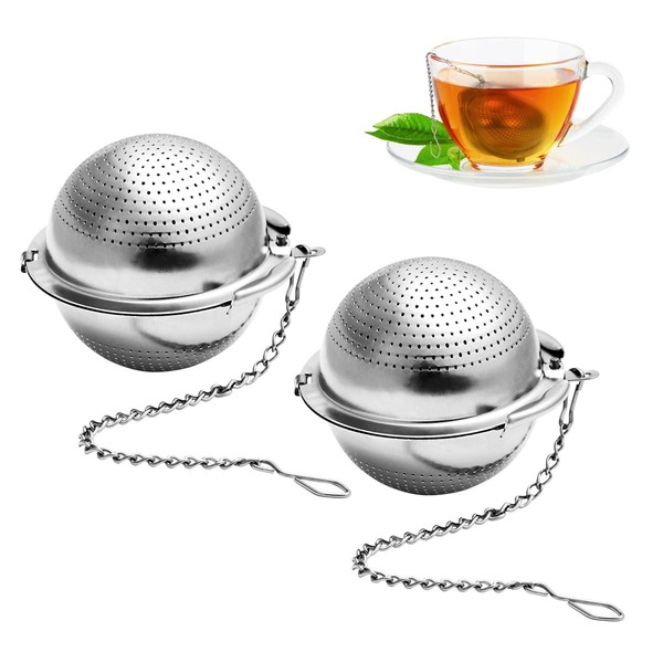 BESTONZON 2 Pack Tea Strainer 5.5cm Tea Ball Infuser Ultra Fine 304 Stainless Steel Tea Filter for Loose Leaf Tea and Mulling Spices