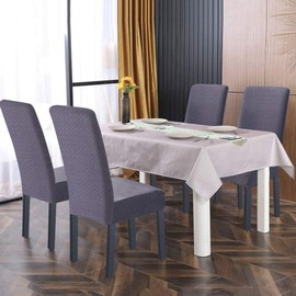 ROTKUSZ Pack of 4 Universal Stretch Chair Covers, Jacquard Cover, Removable Washable Chair Cover, Stretch Chair Cover, Modern Stretch Chair Cover for Banquet Decoration and Wedding Parties, Grey Blue