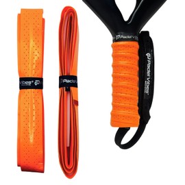 Padel Vibes® BOLD ComfortMax™ Overgrip | Perforated, Ergonomic Overgrips for Padel, Tennis, Badminton, Squash, Racketball | Sweat-Absorbing, Anti-Slip, Durable (3, Neon Orange)