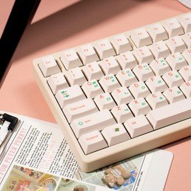 mintcaps Keycaps - 144Keys Dye-Sublimation PBT Keycaps Beige Korean Cherry Profile Keycap for 65% 70% 75% 100% Gateron Cherry Mx Switches Mechanical Keyboard