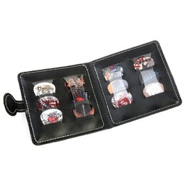 Guitar pick wallet and 12 celluloid picks/plectrums (random sets of colours/designs - 3 each of 4 thicknesses)
