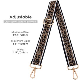 Wide Leopard Purse Strap Replacement - Wide Adjustable Crossbody Shoulder Belt Handbag Strap with Gold Metal Buckle