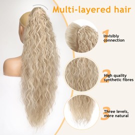 ORSUNCER ORSUNCER Ponytail Extension Claw 30" Curly Pony Tail Clip in Claw Hair Extensions Fluffy Natural Looking Synthetic Hairpiece for Women