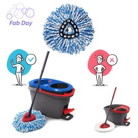FabDay 6 Pack EasyWring Spin Mop Head Refill 360 Degree Easy Cleaning Microfiber Mop Pad Replacement