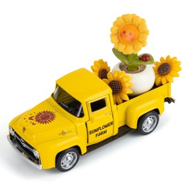 Sunflower Vintage Truck Decor, Tiered Tray Centerpiece with Mini Sunflowers Ornament, Sunflower Party Decorations, Sunflower Decor (Style One)