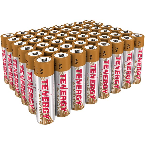Tenergy 1.5V AA Alkaline Battery, High Performance AA Non-Rechargeable Batteries for Clocks, Remotes, Toys & Electronic Devices, Replacement AA Cell Batteries, 48-Pack