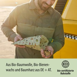 little bee fresh Organic Beeswax Cloth Sandwich Bag from Germany - Keeps Food Natural, Beautiful & Plastic-Free Fresh! Handmade from Organic Raw Materials (Outdoor)