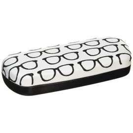 Eyeglass Pattern Embroidered Stylish Glasses Case Hard Case Black 2219-01