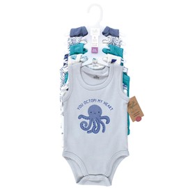 Touched by Nature Unisex Baby Organic Cotton Bodysuits, Mystic Sea, 0-3 Months