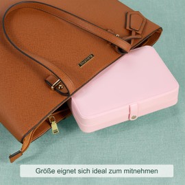 Relaxdays Jewellery Box, Jewellery Storage, Rings, Earrings & Chains, Travel Jewellery Case, HBT: 4.5 x 21 x 14.5 cm, Pink