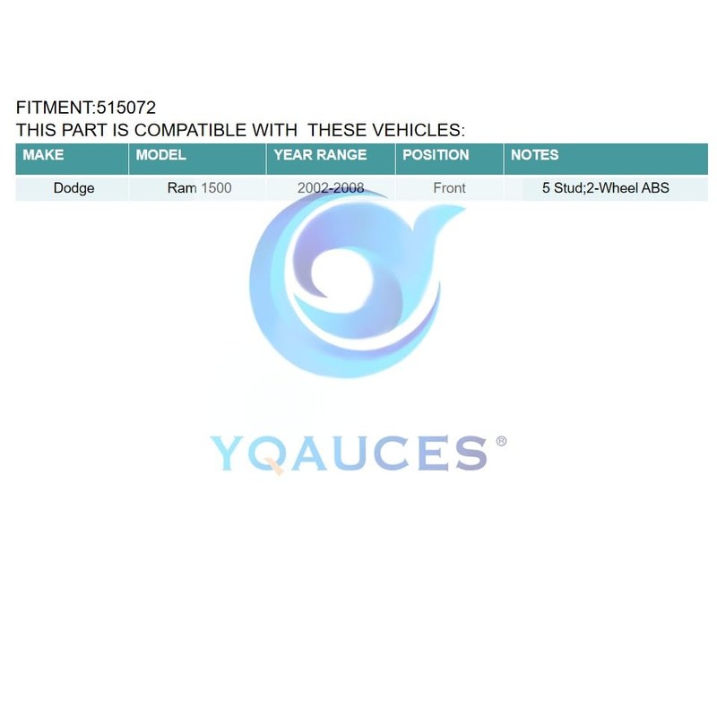 YQAUCES 515072 Front Wheel Hub and Bearing Assembly Fit for