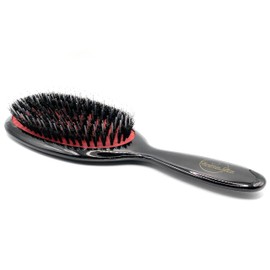 Nylon + Natural Boar Bristle Hair Brush | Massage Scalp + Smooth Hair | Anti Static | Electroplating Exterior | Premium Quality (Black)