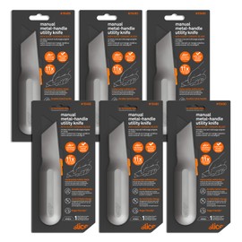 Slice 10490 Metal-Handle Utility Knife, Finger Friendly Ceramic Blade, 3 Cutting Depths, Comfortable Heavy Metal Grip, Stores Extra Blade - 6 Pack