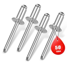 Pack of 50 Blind Rivets 3.2 x 10 mm Stainless Steel A2 V2A Pop Rivets with Open End, Steel Rivets, Steel Blind Rivets