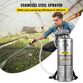 Happybuy 3.5 Gallon Stainless Steel Sprayer, 20" Wand & 3FT Reinforced Hose, Pressure Gauge, Safety Valve&Adjustable Nozzle, Garden Weed Pump Sprayer for Lawn, Gardening