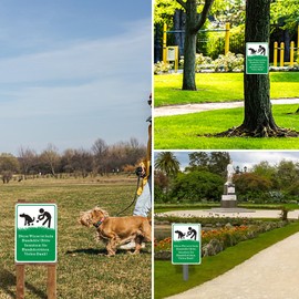 Andchi 2-Piece No Dog Poo Sign, No Dog Toilet Sign, Keep the Lawn Clean Aluminium Metal Sign, Rust Resistant, Colourfast Sign for Pets Outdoors, Size 25 x 35 cm