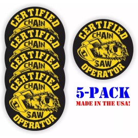 Unbranded 5 pack Chainsaw Operator Funny Hard Hat Stickers Safety Helmet Decals -Yellow