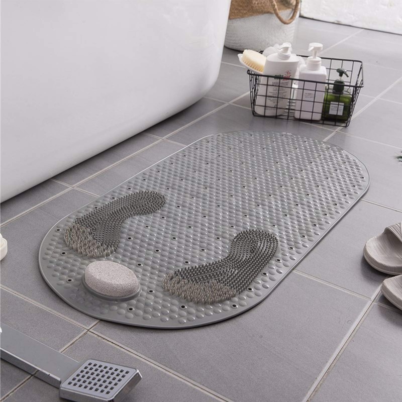 MOLFUJ 32"X16" Foot Scrubber Shower Mat with Feet Scrub Stone,