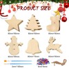 AYNKH 60pcs Christmas Wooden Ornaments Set with Twine Bells Brushes,