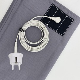 VigorVortex Grounding Bed Sheet Grounding Mat 90% Organic Cotton and 10% Grounding Mat with EU Grounding Cable for Better Sleep 200 x 200 cm Grey