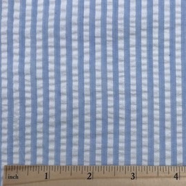 Seersucker Striped Fabric, Color Blue/White, 57" Wide x 1 Yard pre Cut