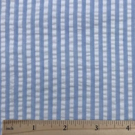 Seersucker Striped Fabric, Color Blue/White, 57" Wide x 1 Yard pre Cut