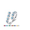 LYTTMAB Dainty March Birthstone Aquamarine Daisy Sunflower Ring For Women,