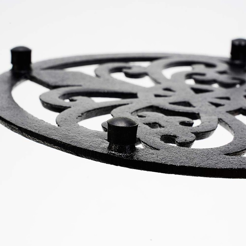 Sungmor Heavy Duty Cast Iron Round Metal Trivet,Rustproof Black Racks