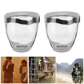 Transparent 2pcs Protective Face Cover, Reusable Dustproof Safety Shield with Filter Cotton Pads (Adult Grey White)