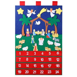 Tatuo Christmas Nativity Fabric Advent Wall Calendar Xmas Holiday Hanging Advent Calendar Indoor Felt Countdown Calendar for Celebration Home Decoration (Countdown to Christmas)
