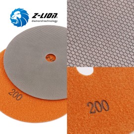 Z-Lion 7 Inches Diamond Polishing Pads Electroplated Grit 200 Professional for Glass