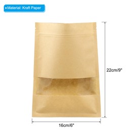 PATIKIL Brown Kraft Pouches, 10 Pack 9x6 Inch Resealable Coffee Bags Plant Saving Envelope with Clear Window Food Storage Bags for Home Business