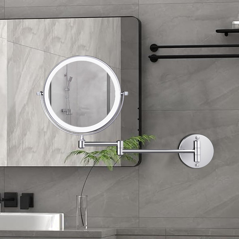 9 Inch Large Rechargeable Lighted Makeup Vanity Mirror Wall Mounted,