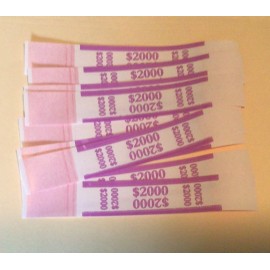 Unbranded 25 Self-Adhesive Currency Straps /  Bands Color Coded Money Paper  - YOU PICK - $2000 PURPLE STRAPS