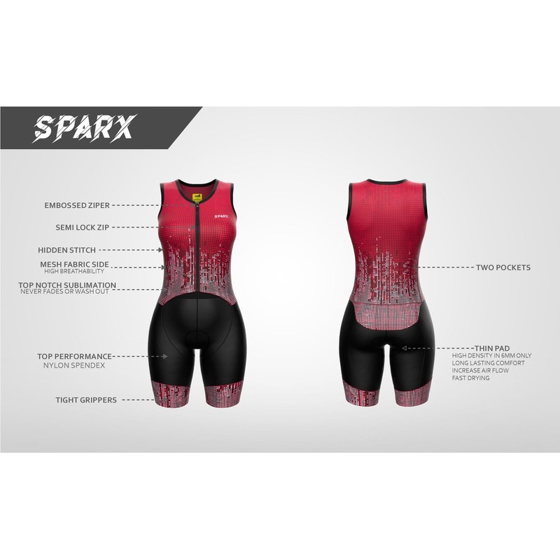 Sparx Women's Triathlon Suit One Piece Sleeveless Full Zipper Tri