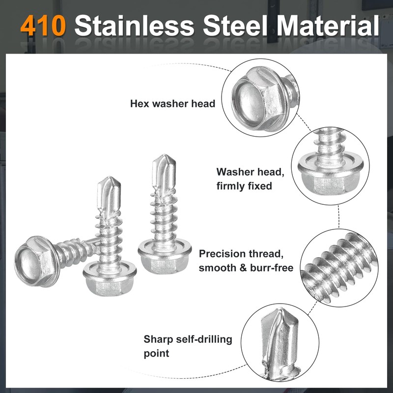 sourcing map 25Pcs #8 x 5/8" Self Drilling Screws, 410