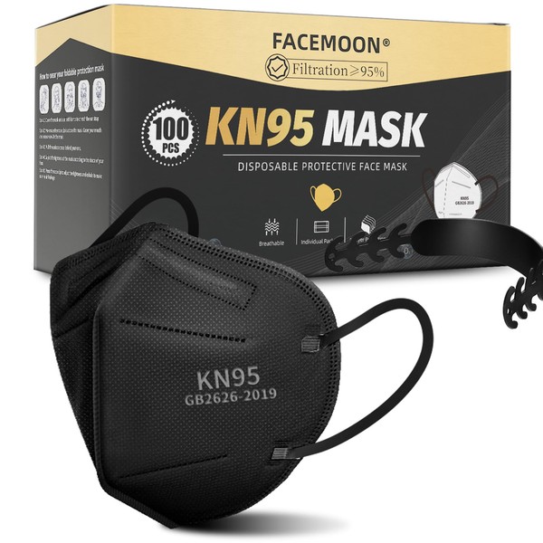 KN95 Face Masks Black Adults - 100 Pack KN95 Disposable