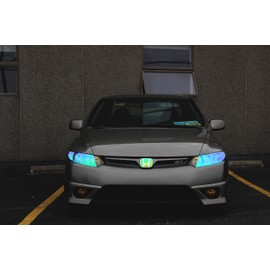 LED LIGHT 12 by 48 inches Self Adhesive Shiny Chameleon Headlights Tail Lights Fog Lights Film Sheet Sticker, Tint Vinyl Film (12 X 48 Bright Light Blue)