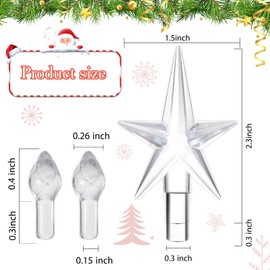 100 Pieces Plastic Christmas Tree Bulbs and 5 Stars Replacement Tree Bulbs for Ceramic Christmas Tree Decorations (Transparent, 3.8 mm Diameter)