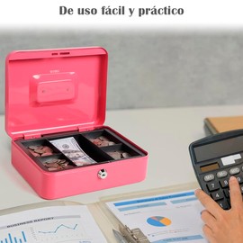 Caja Efectivo De Seguridad Metalica Con Llave Ahorros Negocio (ROSA)