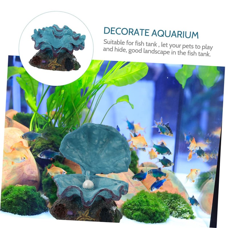 Mobestech 2Pcs Scallop Fish Tank Bubbler Decoration Underwater Ornaments for