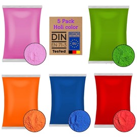 Holi Gul Powder Water Soluble Natural Festival Photoshoot Rangoli Colors Rainbow Powder Colorful Set Animals Baby Shower Wedding Summer Camps (Mix 5)