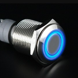 E Support Momentary 16mm 12V 3A Blue LED Light Angel Eye Push Button Toggle Switch Home Office