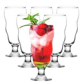 binsakao Hurricane Glasses Set of 6-16 oz Tall Cocktail Glass - Large Pina Colada, Mojito, Margarita, Sangria, Pina Colada Glass, Stemmed Coupe Glassware